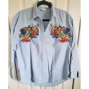 Casey Coleman‎ Embroidered Western Shirt Cowboy Boots Button Up S/M Vintage